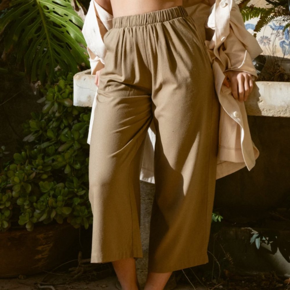 OZMA crop silk wide leg, laurel, M